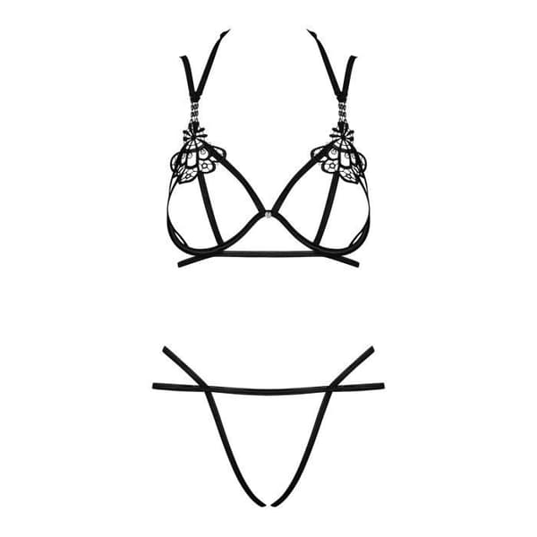 Obsessive - Badossa 2-delad öppen kupa BH Set - Svart L/XL