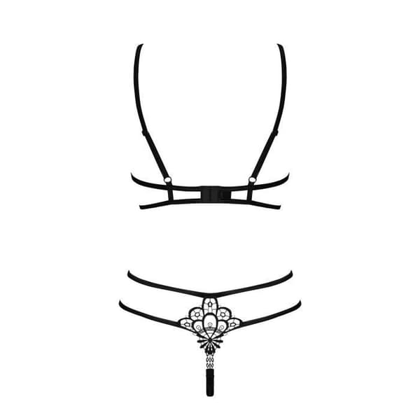 Obsessive - Badossa 2-delad öppen kupa BH Set - Svart L/XL