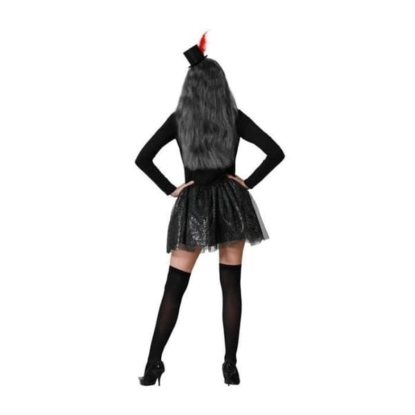 Sexig Skeleton Woman Costume - ATOSA - Halloween - Svart - Svart tyg och svart slöja med mini silverprickar