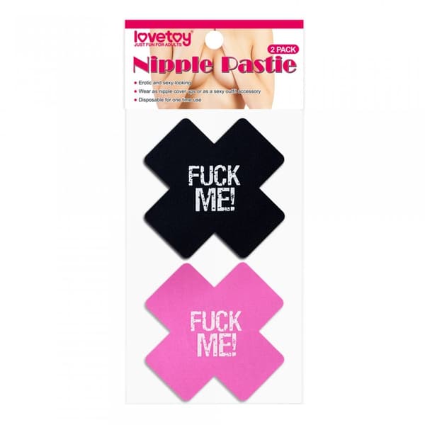 FUCK ME Cross Pattern Nipple Pasties (2-pack)