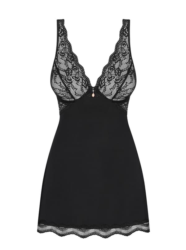 Luvae babydoll undertøj og g-streng Sort L/XL