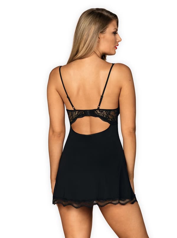 Luvae babydoll undertøj og g-streng Sort L/XL
