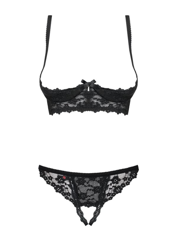 Letica alusvaatteet, 2-osainen avoin setti, musta L/XL