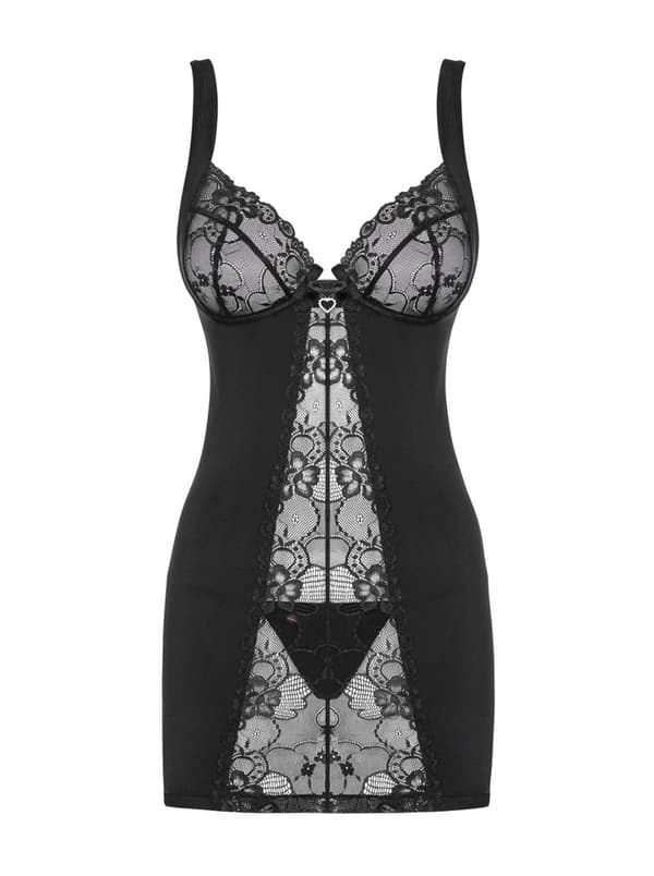Heartina undertøj, chemise og string, sort, S/M