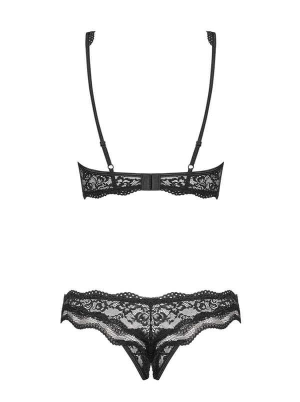 Luvae undertøj, 2-delt åbent sæt, Sort L/XL