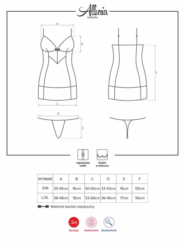 Alluria undertøj, chemise og thong L/XL