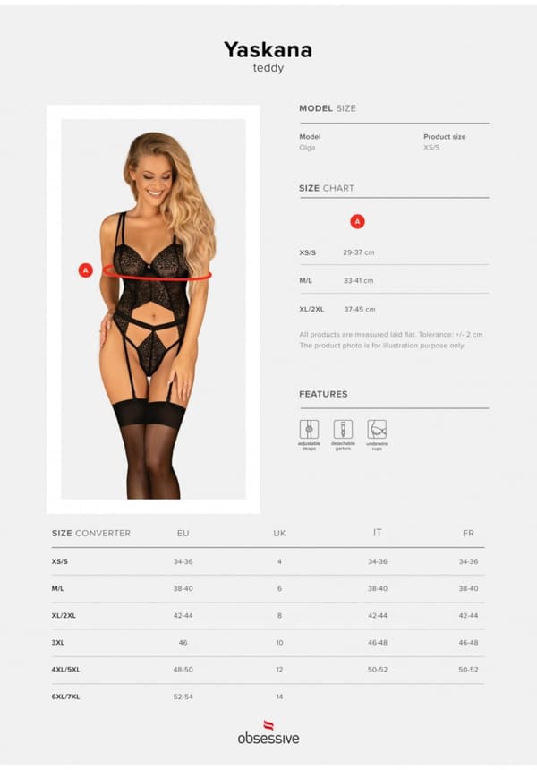 Yaskana underkläder bodysuit svart XL/XXL