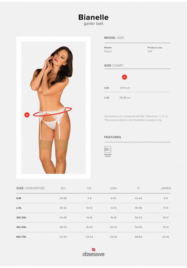 Bianelle alushousujen sukkanauha valkoinen L/XL