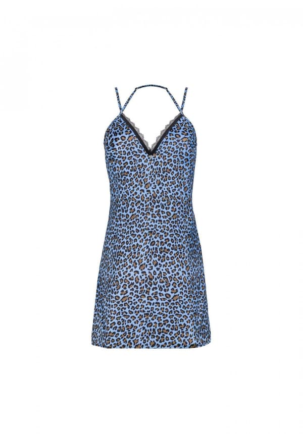 Nadines chemise og thong blå L/XL