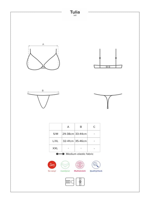 Tulia alusvaatteet, 2-osainen setti, musta L/XL