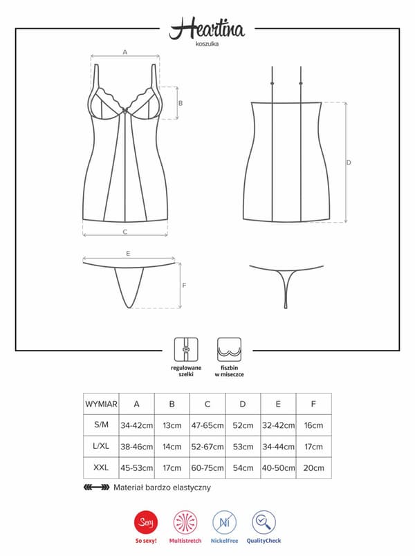 Heartina underkläder, chemise och stringtrosa L/XL