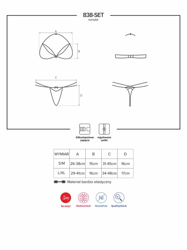 Alusvaatteet 838 SET 3 2-osainen setti L/XL