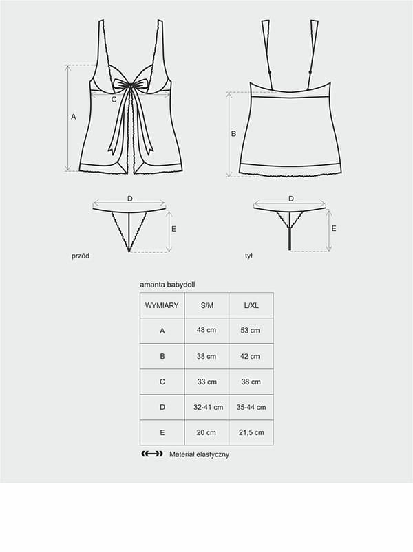 Amanta babydoll alusvaatteet ja stringit S/M