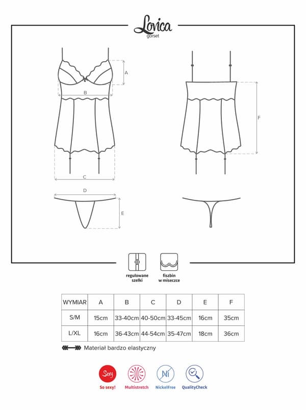 Lovica undertøjskorset og thong L/XL