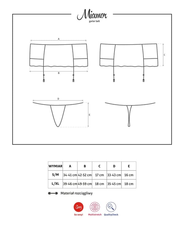 Miamor underkläder bälte och stringtrosa L/XL