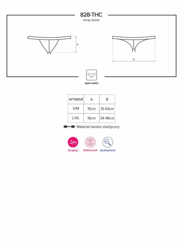 Alusvaatteet 828 THC 1 avoimet stringit L/XL