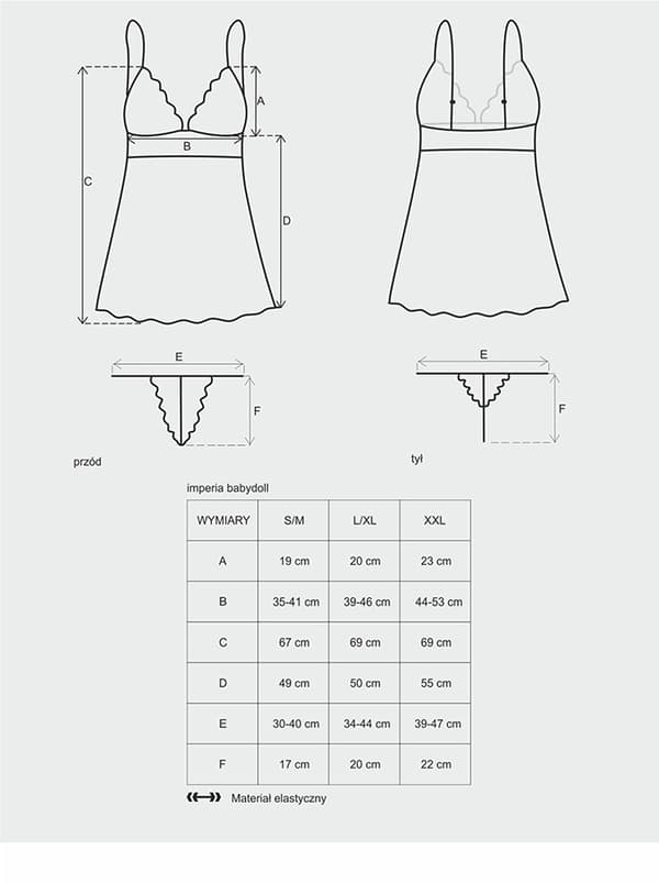 Idillia babydoll undertøj og thongs L/XL