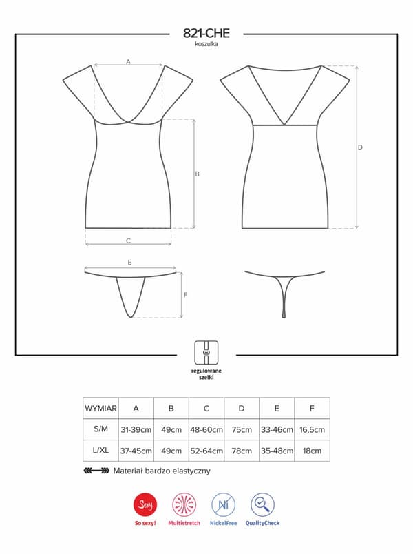 Alusvaatteet 821 CHE 1 T-paita ja stringit L/XL