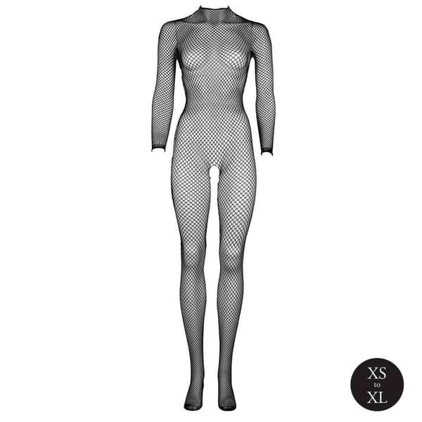 Bodystocking med netstruktur, åbent skridt og skildpaddehals.