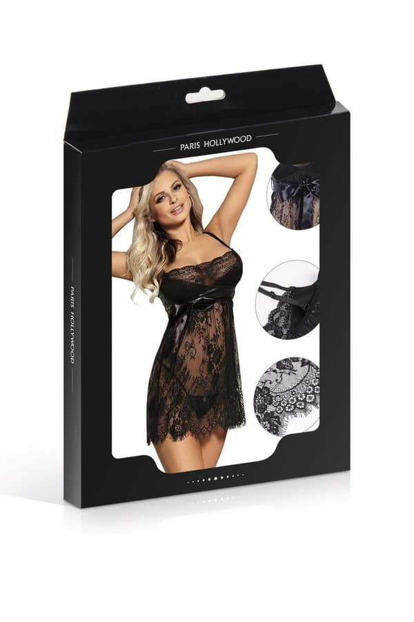 NIGHTIE+STG+BELT SVART HÄR (Storlek: TU)