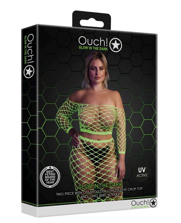 Langærmet Crop Top og lang nederdel XL/XXXXL