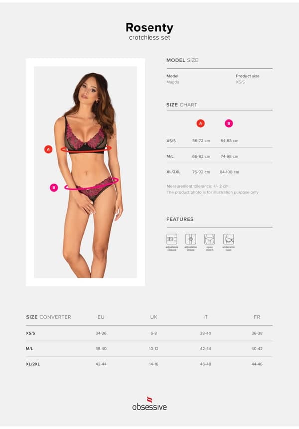 Rosenty 2-delat öppet set, XS/S