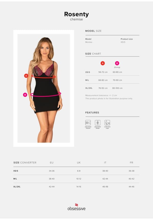 Rosenty chemise og rem XS/S