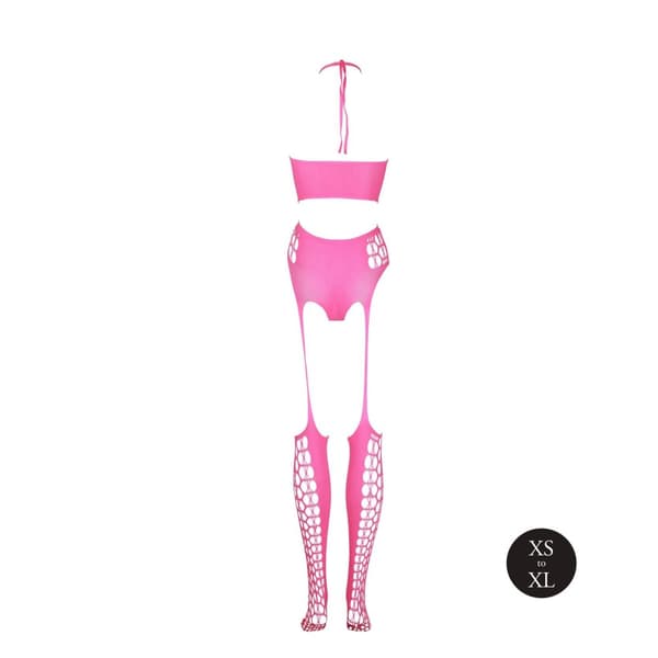 To stykker med Crop Top og Strømper Pink XS/XL