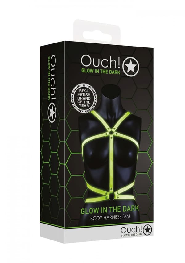 Body Harness Glow in the Dark Neongrön/Svart S/M