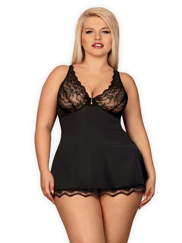 Luvae babydoll alusvaatteet ja mustat XXL-housut