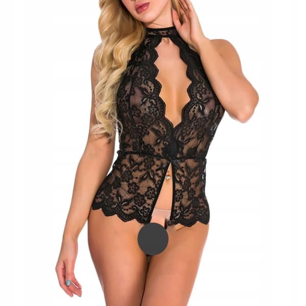 Sexet Lingerisæt BLONDE med hul BODYSTOCKING Grøn M