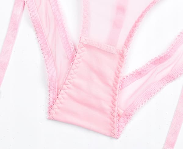 LINGERIESÆT ÅBEN BRYST BH BRYSTVORTEBÅND G-STRING PINK L