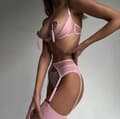 Miniatyrbillede 11 af 11: LINGERIESÆT ÅBEN BRYST BH BRYSTVORTEBÅND G-STRING PINK L