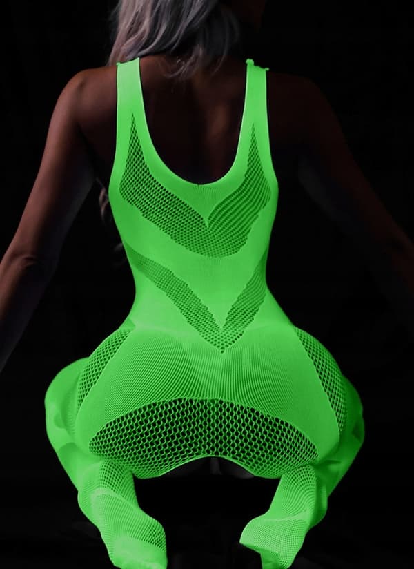 Vartalosukka GLOWING DARK Mesh -reiällä SEXY Universal FLUO