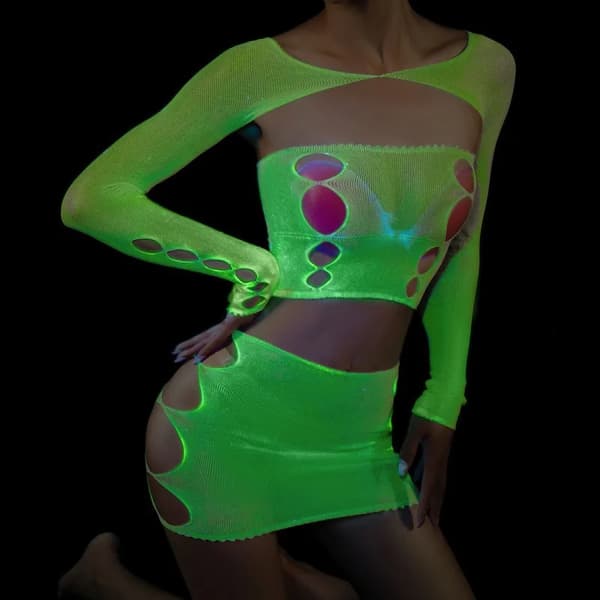 Bodystocking GLOWING DARKNESS Mesh LINGERIESET Attraktiva DAMMER