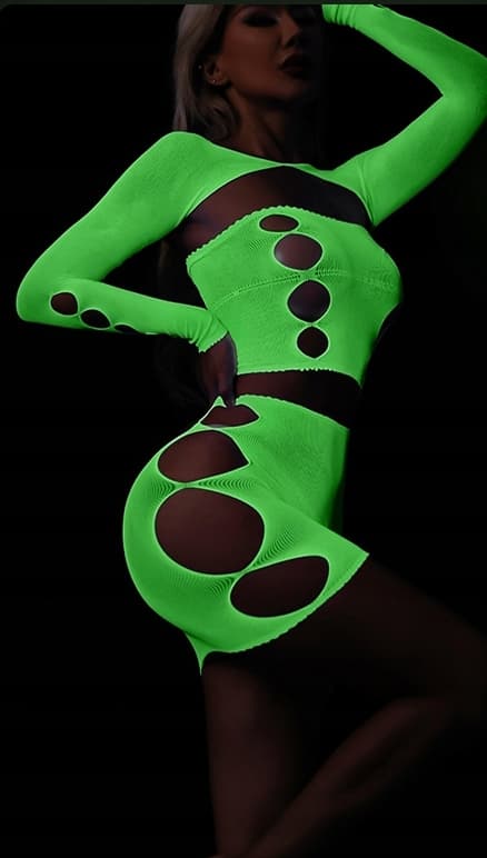 Bodystocking GLOWING DARKNESS Mesh LINGERIESET Attraktiva DAMMER