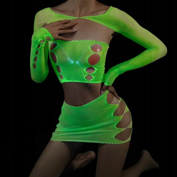 Bodystocking GLOWING DARKNESS Mesh LINGERIESET Attraktiva DAMMER