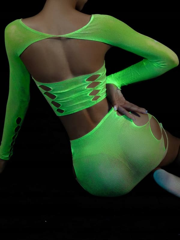 Bodystocking GLOWING DARKNESS Mesh LINGERIESET Attraktiva DAMMER