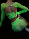 Miniatyrbild 9 av 10: Bodystocking GLOWING DARKNESS Mesh LINGERIESET Attraktiva DAMMER