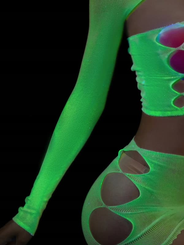 Bodystocking GLOWING DARKNESS Mesh LINGERIESET Attraktiva DAMMER