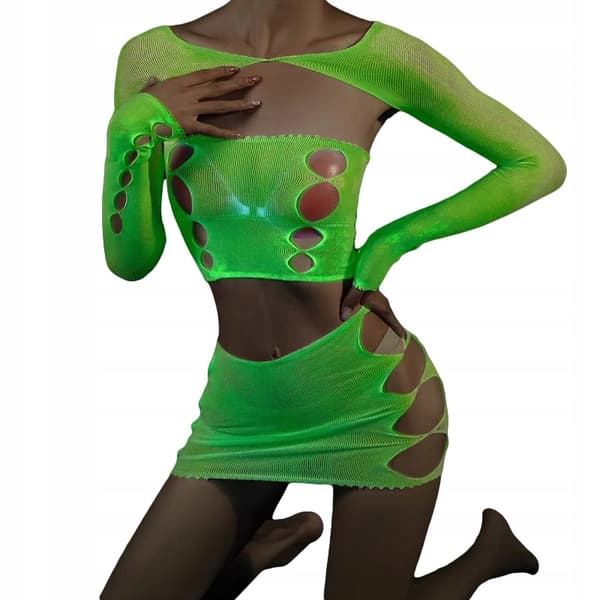 Bodystocking GLOWING DARKNESS Mesh LINGERIESET Attraktiva DAMMER