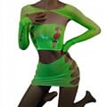Miniatyrbild 2 av 10: Bodystocking GLOWING DARKNESS Mesh LINGERIESET Attraktiva DAMMER