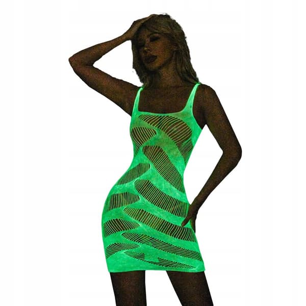 Bodystocking GLOWING DARK Mesh DRESS Jumpsuit för FEST