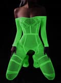 Miniatyrbillede 9 af 10: LYSER I MØRKET Mesh Bodystocking KVINDERUNDERTØJ MED HULLER