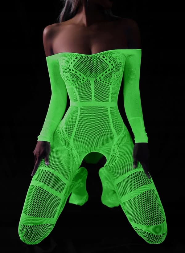 LYSER I MØRKET Mesh Bodystocking KVINDERUNDERTØJ MED HULLER