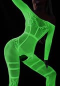 Miniatyrbillede 10 af 10: LYSER I MØRKET Mesh Bodystocking KVINDERUNDERTØJ MED HULLER