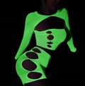 Miniatyrbild 6 av 11: GLOW IN THE DARK Mesh Bodystocking DAMUNDERKLÄDER SET Sexigt
