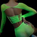 Miniatyrbild 9 av 11: GLOW IN THE DARK Mesh Bodystocking DAMUNDERKLÄDER SET Sexigt