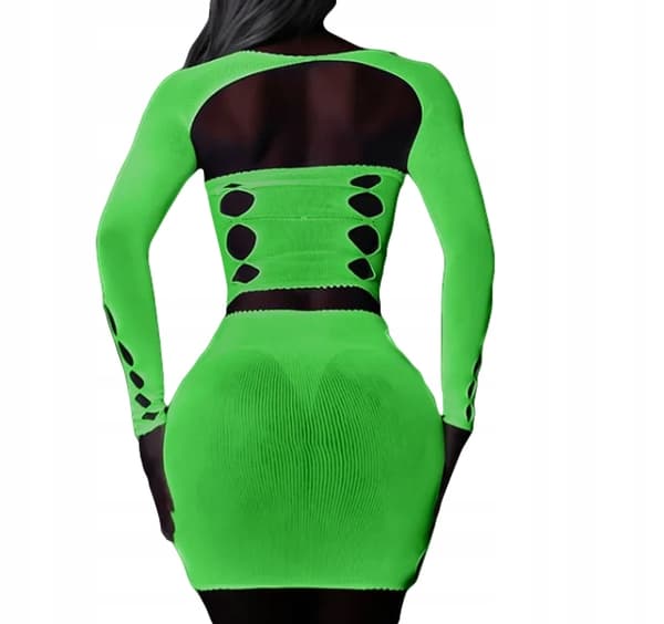 GLOW IN THE DARK Mesh Bodystocking DAMUNDERKLÄDER SET Sexigt