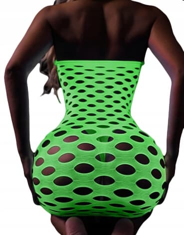 GLOW IN THE DARK mesh bodystocking med et hul reflekterende kjole